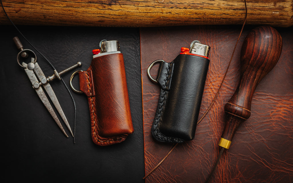 Italian Leather Bic Lighter Holder