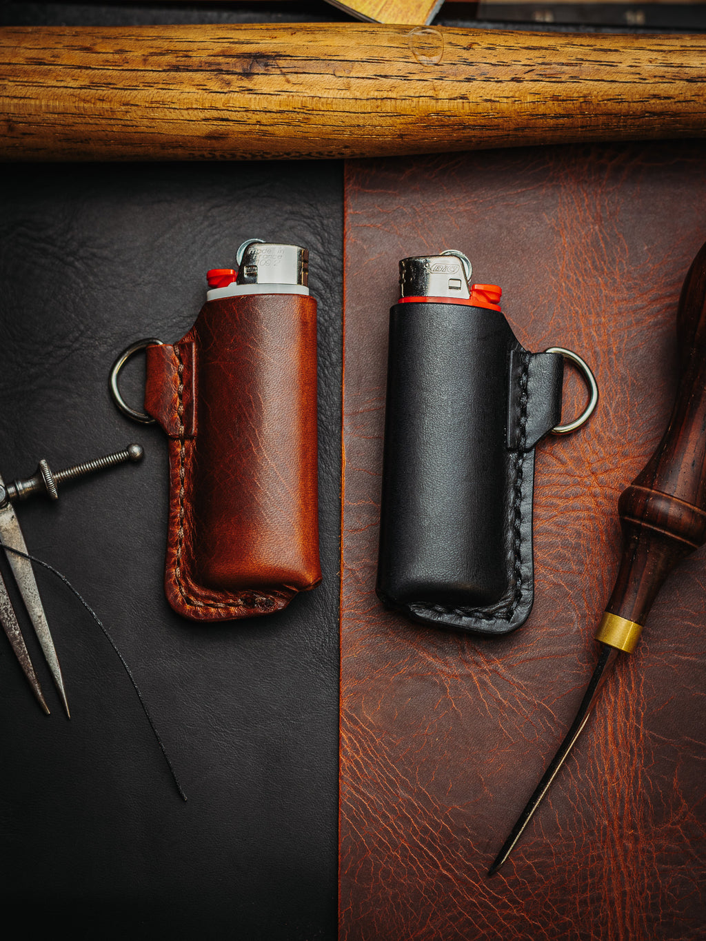 Italian Leather Bic Lighter Holder