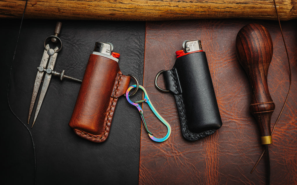 Italian Leather Bic Lighter Holder